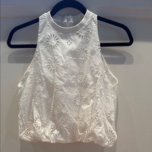 Zara Cream Embellished Crop Tank Top